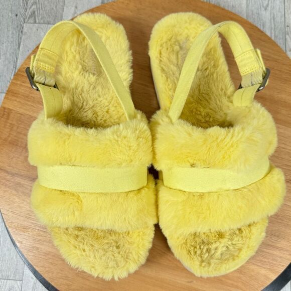 Koolaburra by Ugg Fuzz’d Out Faux Fur Sandals Yellow 9 Slingback - Picture 4 of 10